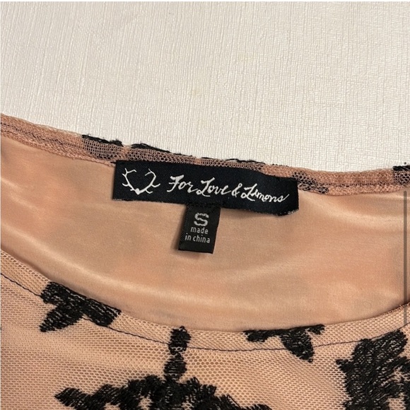 For Love & Lemons Ethereal Crop Top Nude/Black - Picture 4 of 8